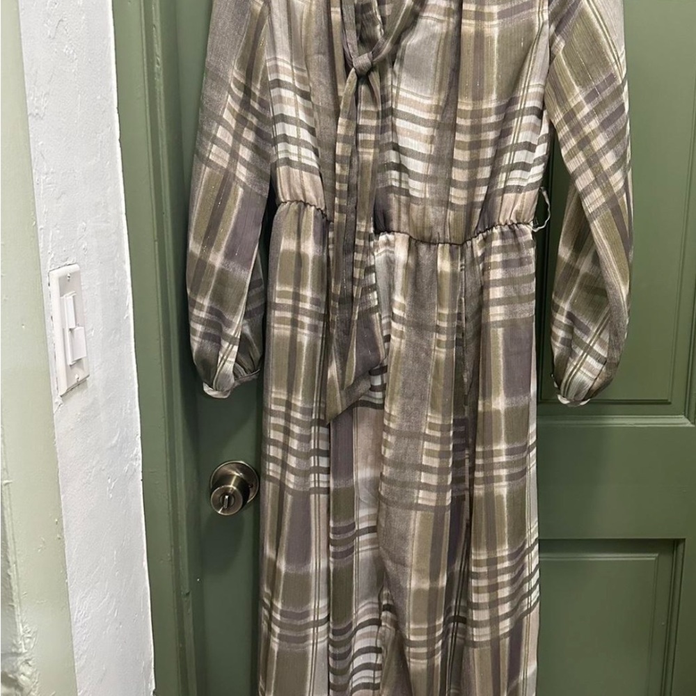 Zara Plaid Dress in Green and Gray